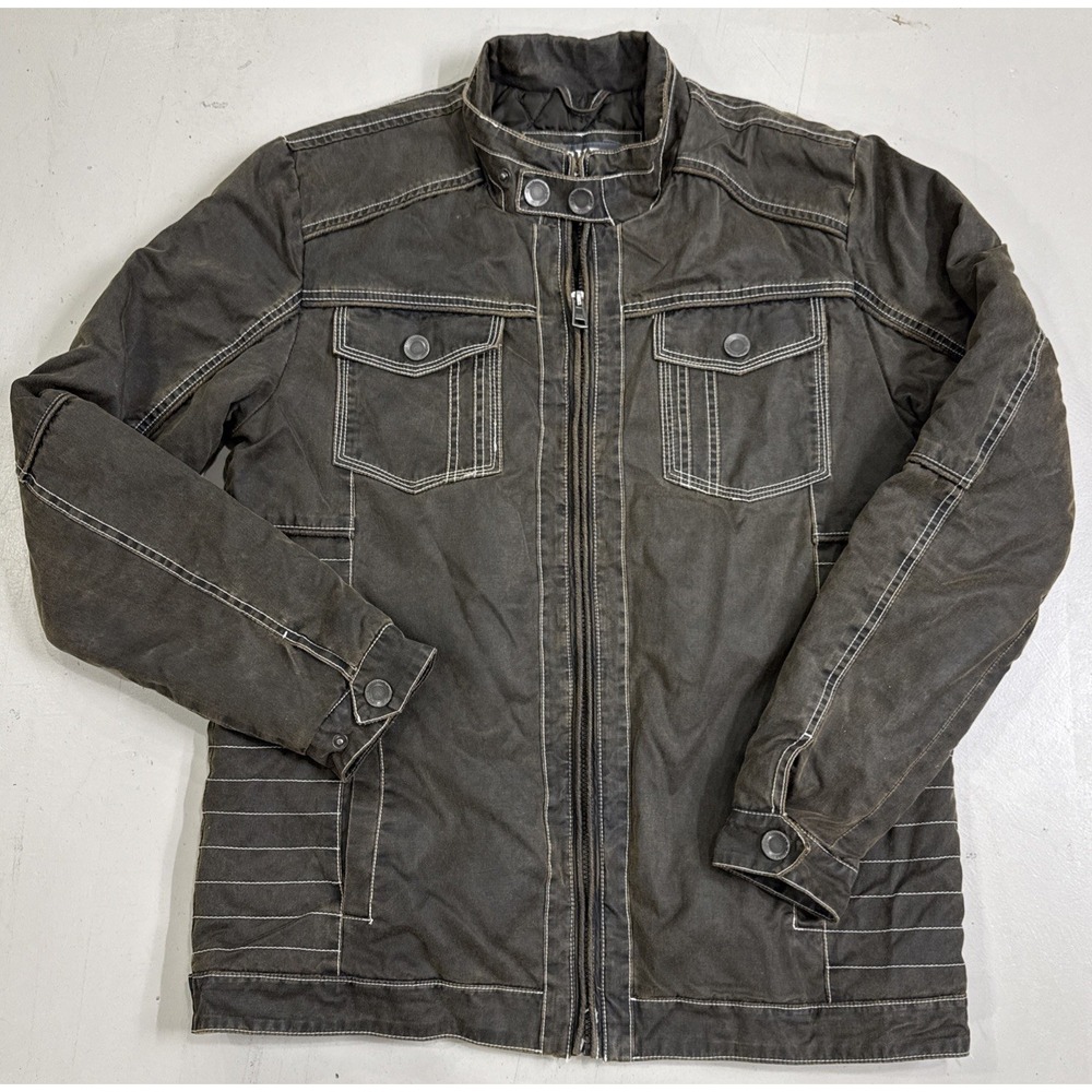 Men's‎ BKE Buckle Brown Quilted Lined Bomber Moto Jacket Size Medium